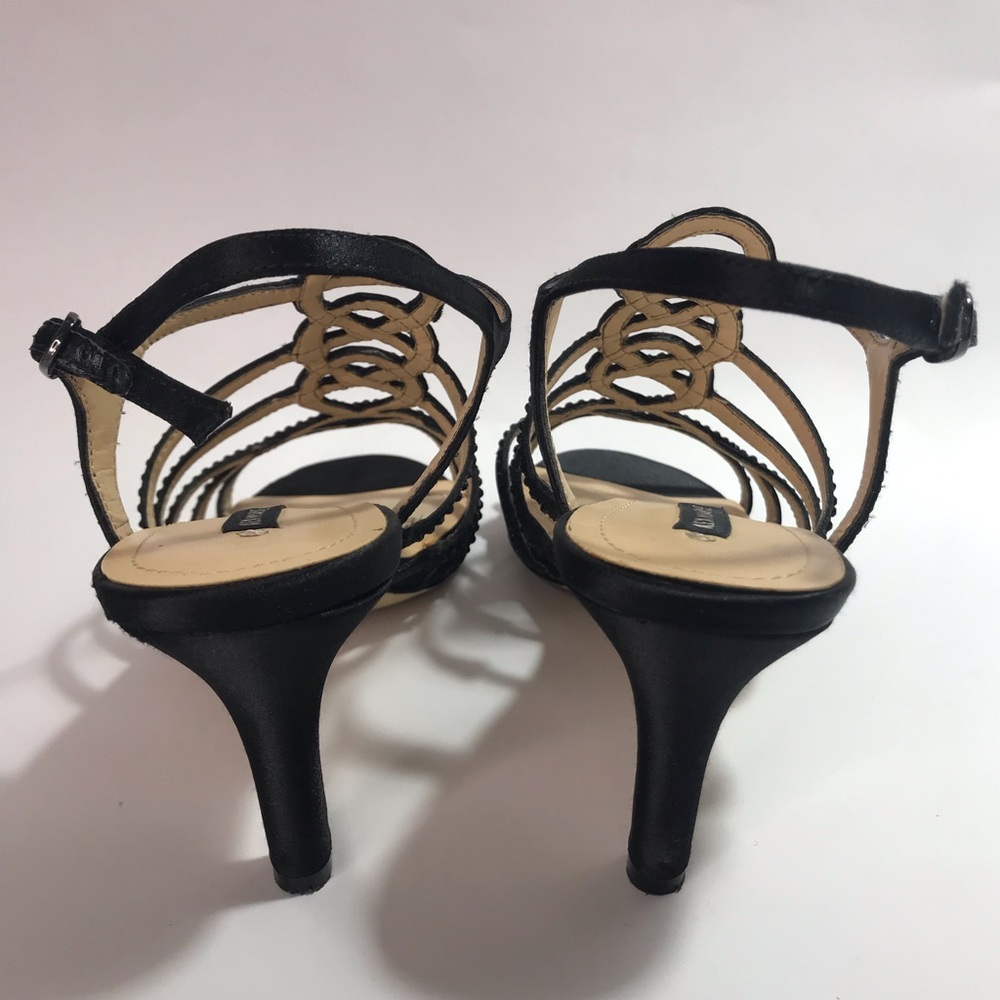 Alex Marie Giani Black Satin and Rhinestone Studded Strappy Sandals - Picture 5 of 16